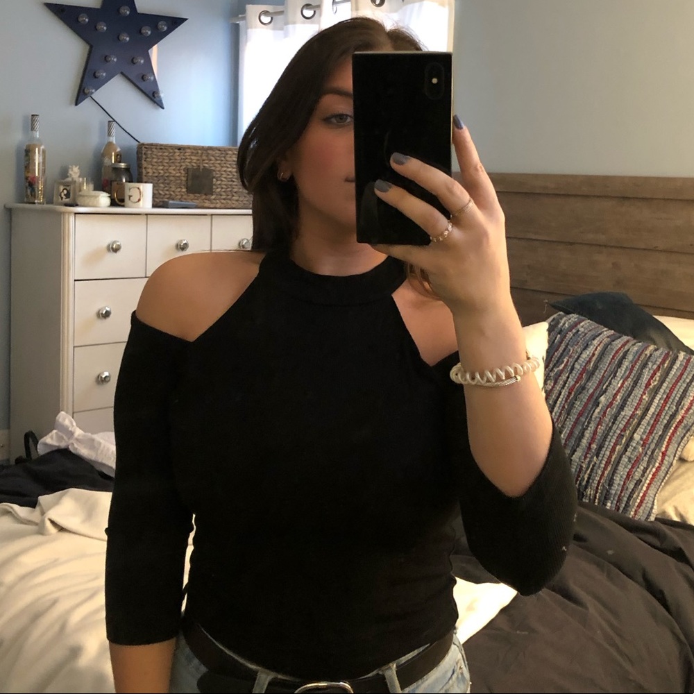 Aqua Shirt with Shoulder Cut Outs - Picture 1 of 3